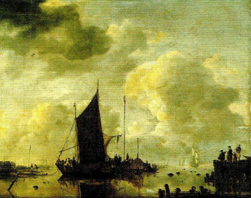 Jan van de Cappelle hamnstycke med speglande vatten oil painting picture